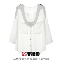 Original custom transparent invisible clothing photography props hanger adjustable deep V-collar womens white background hanger