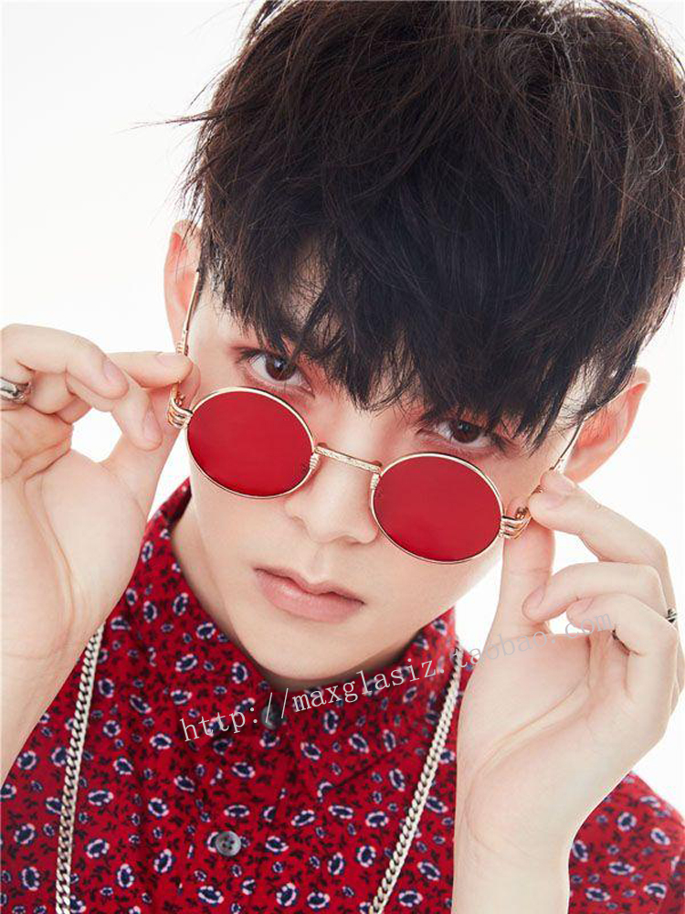 Gd Zhu Xingjie với kính đường phố chụp kính tròn gọng kính râm kim loại retro steampunk máy bay hip hop giá kính cận