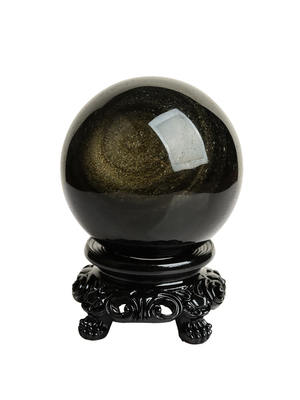 天然黑曜石球黑水晶球金曜石银耀石猫眼公司客厅家居摆件原石打磨