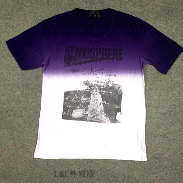 Japanese single HARE men's short-sleeved slim round neck hanging dye gradient printing summer T-shirt