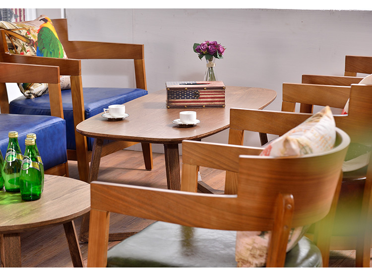 Nội thất nhà hàng phương Tây tráng miệng cửa hàng bàn ghế sofa ghế cà phê ghế tròn Bắc Mỹ Ghế gỗ đàm phán rắn 2 người bàn ghế - FnB Furniture chân bàn sắt