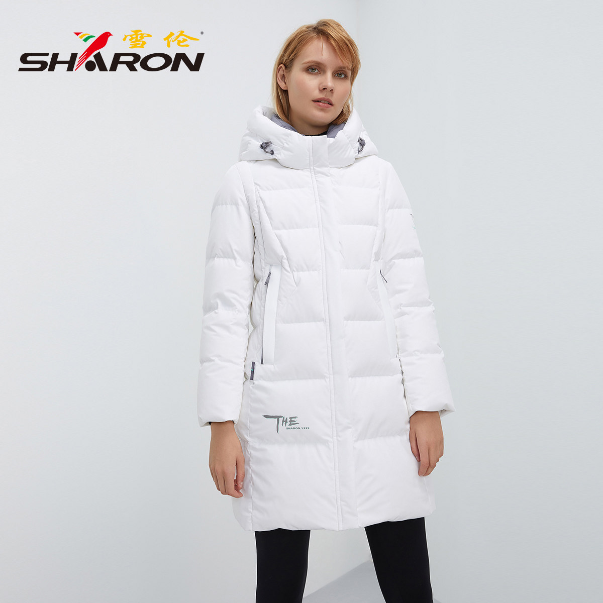 SHARON/雪伦 Толстовка с капюшоном, пуховик, увеличенная толщина, облегающий крой