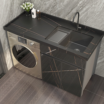 Balcony space aluminum washing machine cabinet custom Rock board with washboard laundry tank laundry basin combination