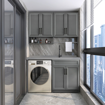 Space aluminum washing machine cabinet integrated balcony bathroom cabinet with washboard table custom basin cabinet combination washing wardrobe companion