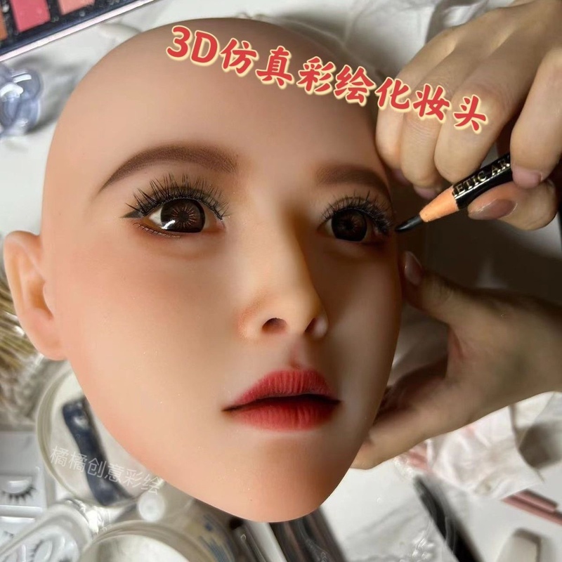 Beginner Makeup Artist Learns to Copy Painted Performance Masks, Silicone-Free Practice Dummy Head for Influencers