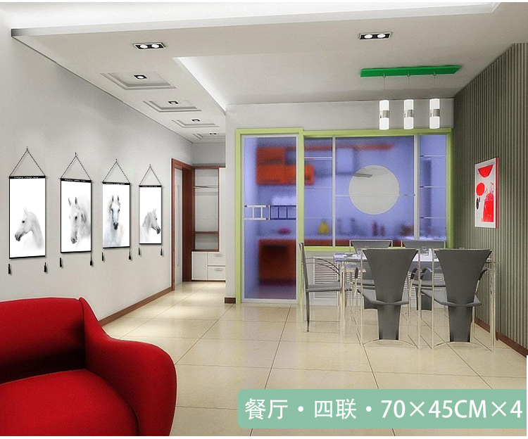 Tranh nghệ thuật sofa nền tường bức tranh tường đen trắng tùy chỉnh ngựa trắng hiện đại tối giản tấm thảm sơn phòng khách sơn trang trí thảm decor vintage