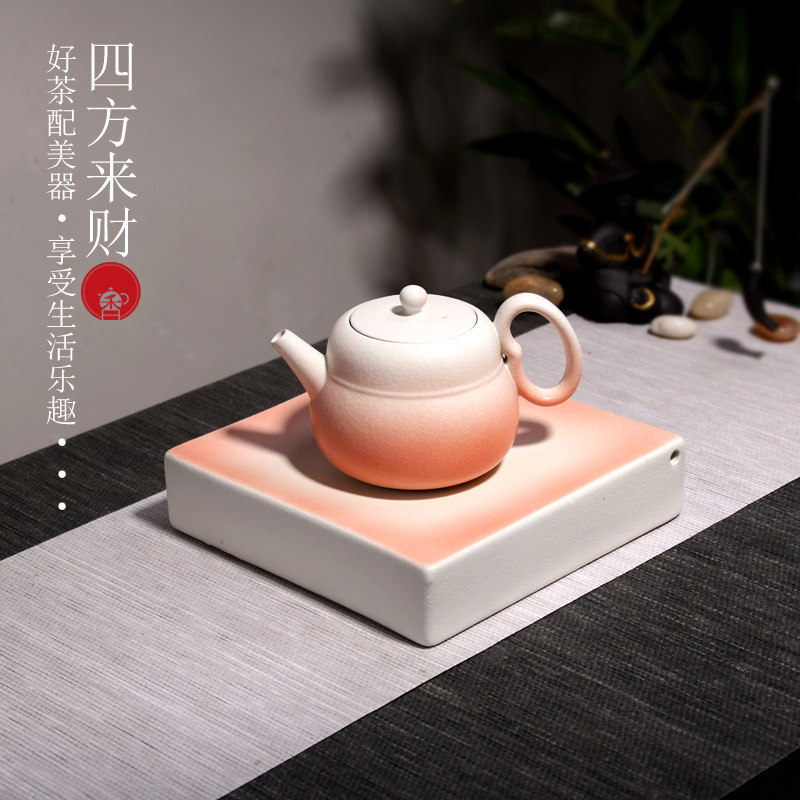 Quadrilateral Chaetto Chaetto Ceramic Pot bearing pot Powder Red Dry Bubble Table Small Tea Dish Home Tea Road Teapot Cushion Small Tea Mat-Taobao