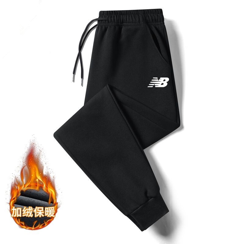 Men's Sports Pants, Spring and Autumn Style, Pure Cotton, Casual Loose-Fitting Jogger Pants, Autumn and Winter Fleece-Lined Thickened Long Pants for Men