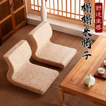 Simple straw tatami bay window chair Balcony floor legless backrest chair Living room and room chair Lazy chair