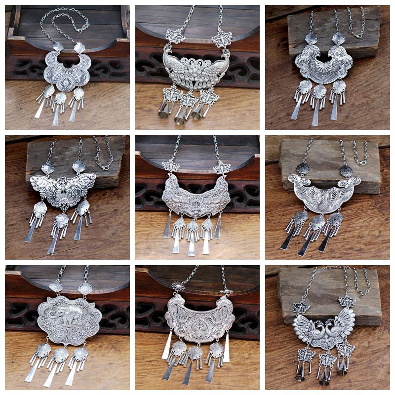 Retro Chinese Style Ethnic Characteristic Miao Silver Necklace Stage Accessories Clothing Accessories Retro Chinese Style Ethnic Characteristic Miao Silver Necklace Stage Accessories Clothing Accessories