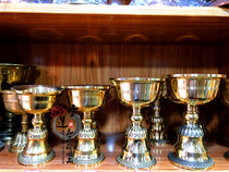 Pure copper lotus lace oil lamp brass lamp holder thickened polished butter lamp Tibetan Buddha lamp copper lamp