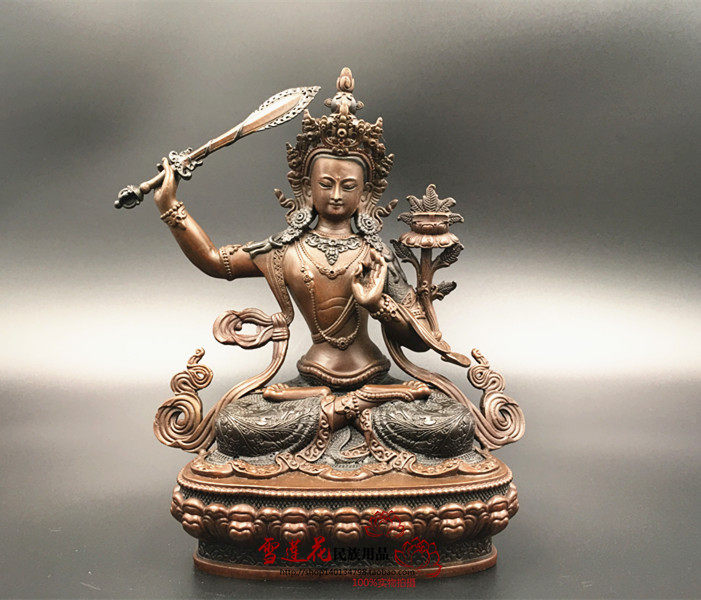 Tibetan-style antique Manjushri Buddha statue 7 inch 21cm