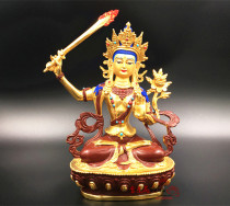  Copper half-gilt Manjushri Bodhisattva Buddha Statue seven inches(21 cm)made in Thar Temple Qinghai