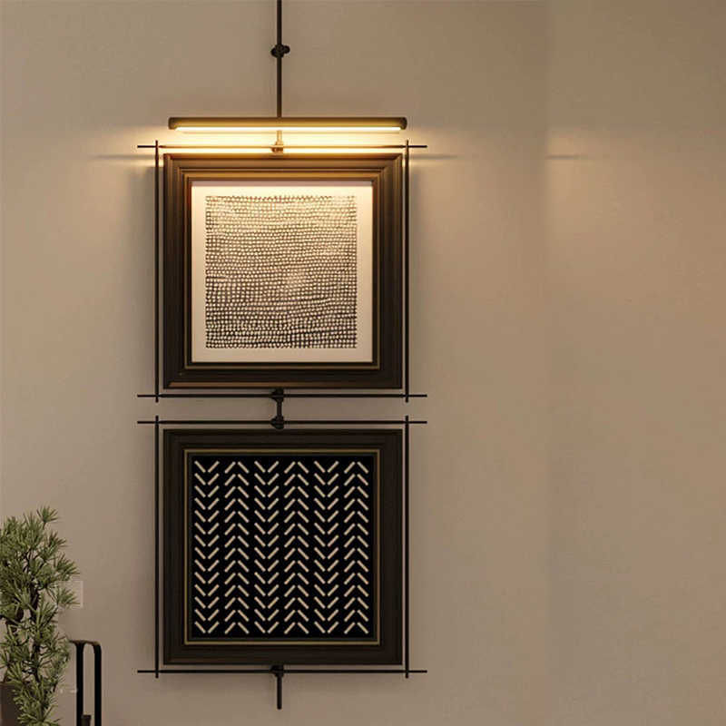 Wabi-Sabi Style Retro Minimalist Decorative Wall Lamp Wall-Mounted Metal Rod Sales Office Entrance Background Wall Mid-Century Style Decorative Painting