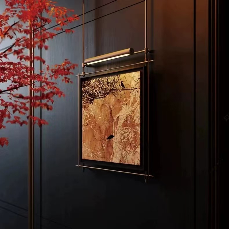 New Chinese-Style High-End Retro Metal Rod Wall-Mounted Decorative Painting for Sales Offices, Hotels, Model Rooms, Background Wall Art Installation