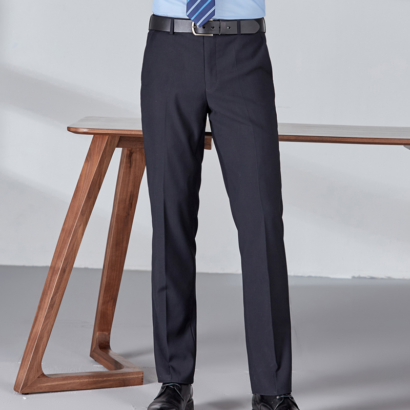 Men's Loose-Fitting, Non-Iron Dress Pants, Business Casual Formal Office Wear, Black Men's Suit Trousers