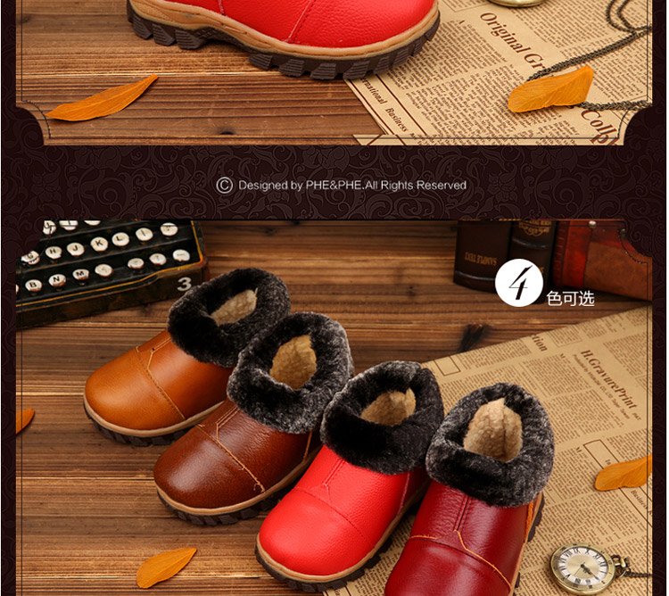 Pantoufles enfants en cuir pour hiver - semelle tendon - Ref 1005341 Image 16