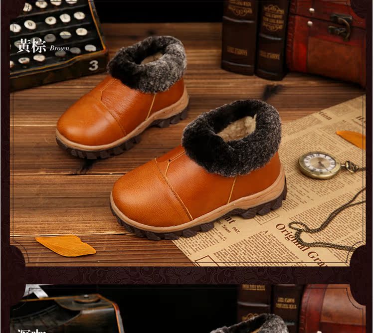 Pantoufles enfants en cuir pour hiver - semelle tendon - Ref 1005341 Image 19