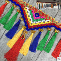 Truck decoration supplies front block large glass hanging ear color triangle hanging ball long tassel Dragon whisker pendant