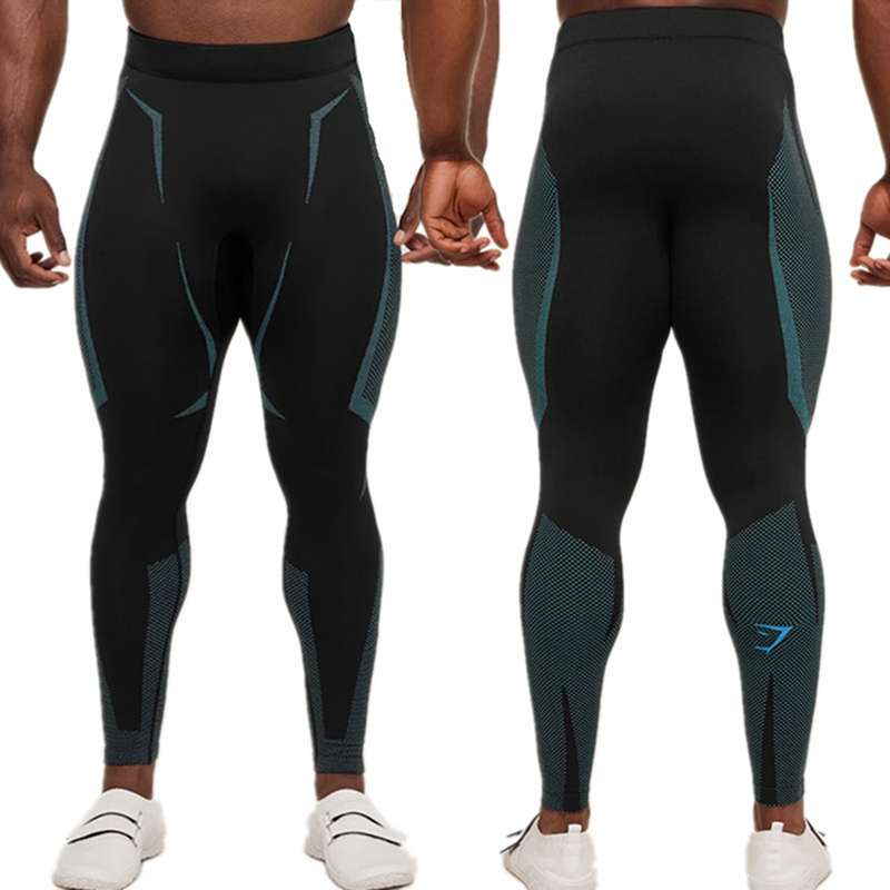 Gym Sports Pants Men's Fitness Pants Running Yoga Quick-Drying Breathable Elastic European and American Style Trendy Compression Tights
