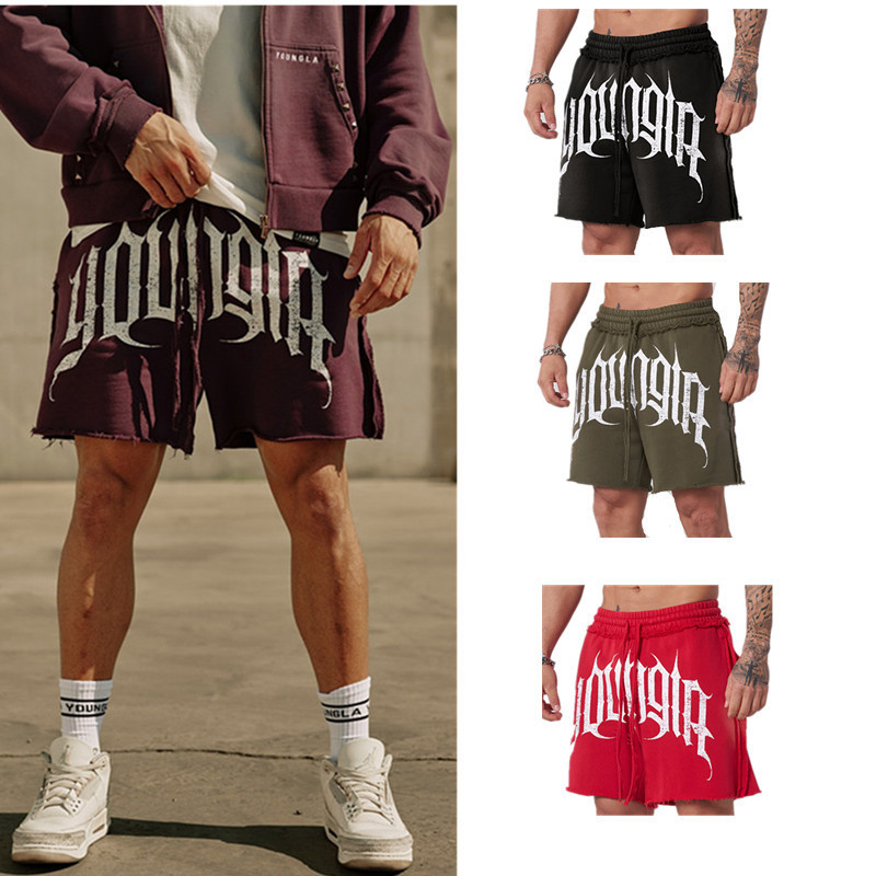 Youngla Sports Shorts American Style Trendy Men's Five-Point Shorts Mid-Length Heavy Cotton Fitness Training Retro Breathable