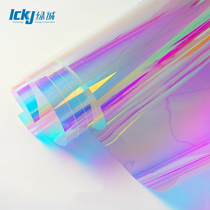Dazzling Film Phantom laser Decorative Sticker Seven Color Glass Film Drops Glue Handmade Wedding Props Transparent Colored Paper