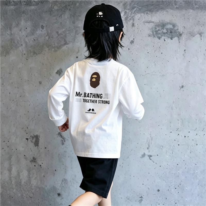 Japanese Trendy Brand Bape New 26 Autumn Children's Cotton Long-Sleeve T-Shirt for Boys, Suitable for Older Children Japanese Trendy Brand Bape New 26 Autumn Children's Cotton Long-Sleeve T-Shirt for Boys, Suitable for Older Children