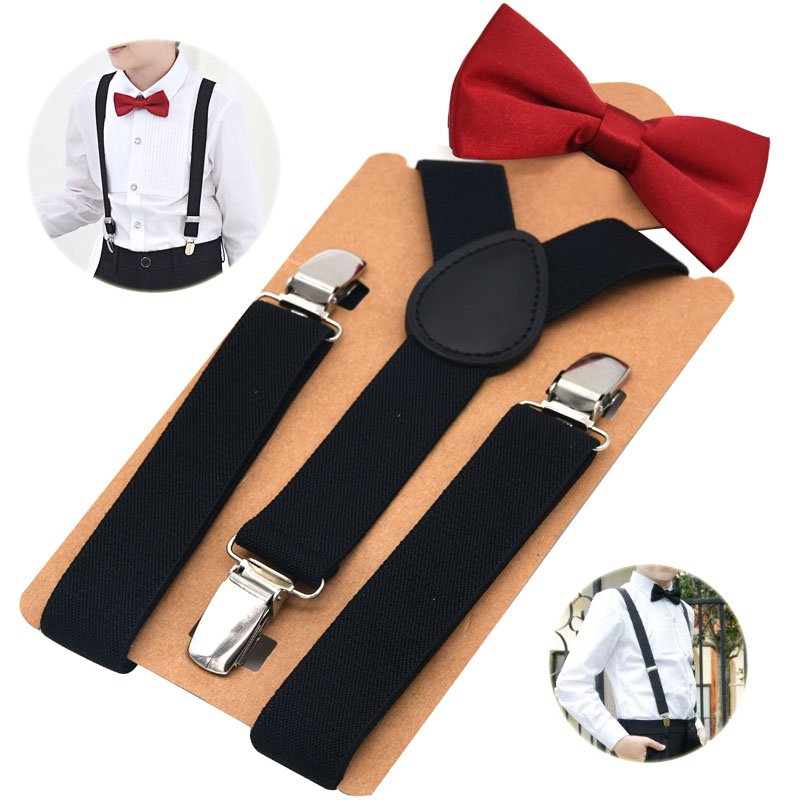 Kids back tie knot set boy bow Ukin accessories baby carrier clip candy color pants clip Korean version