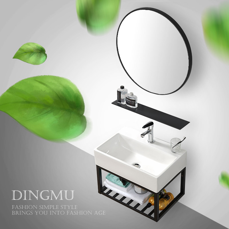 Washbasin cabinet combination Small apartment powder room Wall-mounted washbasin Table basin Toilet Balcony Nordic washbasin