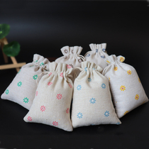 Cotton and hemp cute color calamus flower small bag suction mouth Spice dry flower bag jewelry drawstring bundle pocket