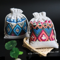Ethnic jewelry tips small bag drawstring bundle pocket Local incense sachet Empty bag Carry-on small bag of traditional Chinese medicine
