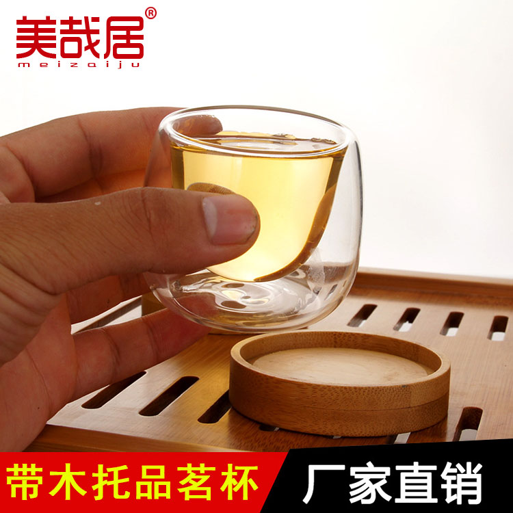 Handmade double-layer heat-resistant glass cup glass tea set set high borosilicate thermal insulation tea cup sketch cup