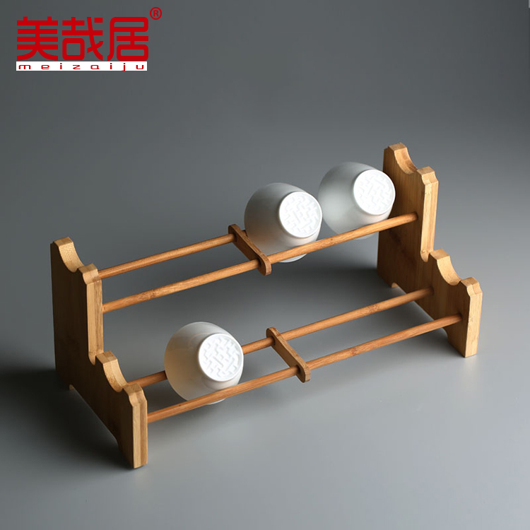 Bamboo Drain Bamboo Cup Holder Folding Tea Cup Holder Water Cup Holder Containing Drain Rack Korn Tea Accessories Solid Wood Cup Shelf