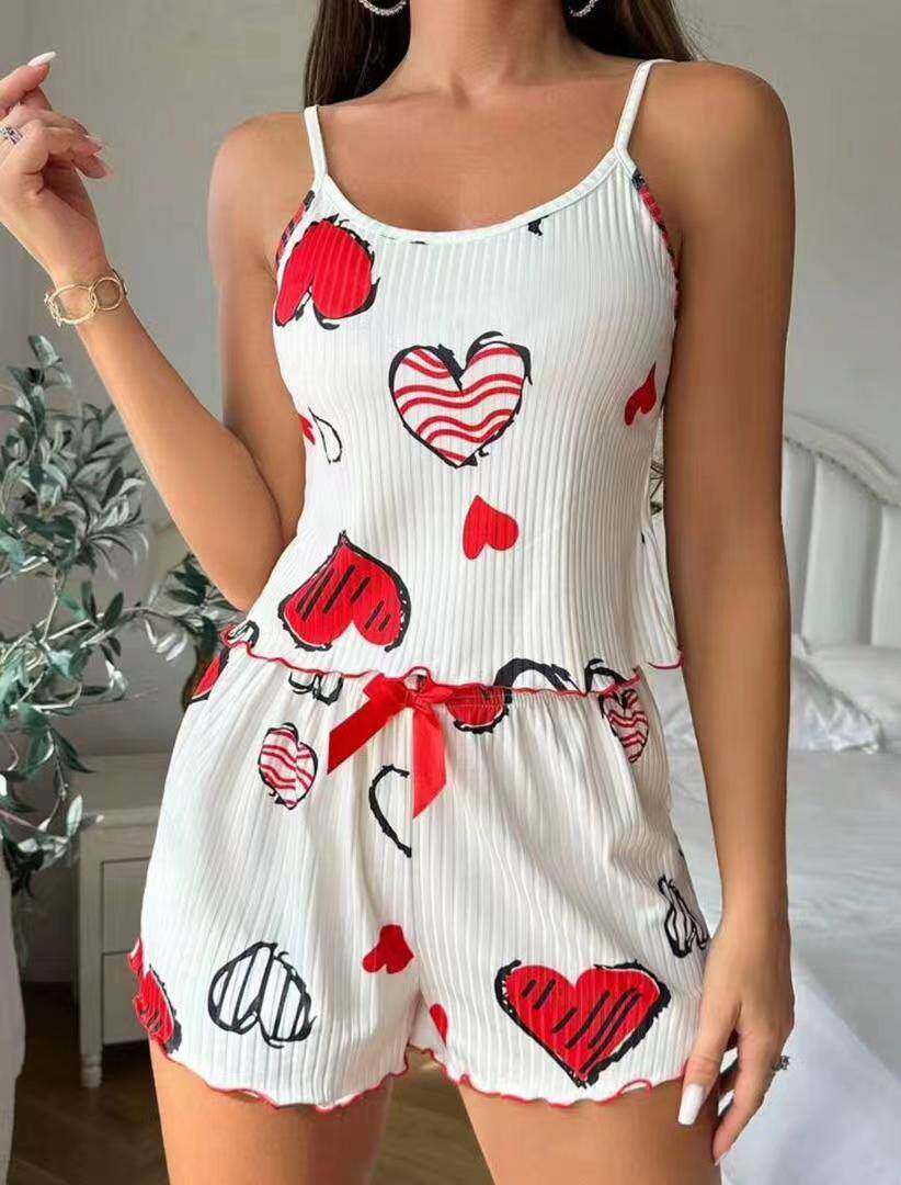Топы/майки new women's sleepwear set with camisole shorts睡衣套装女吊带