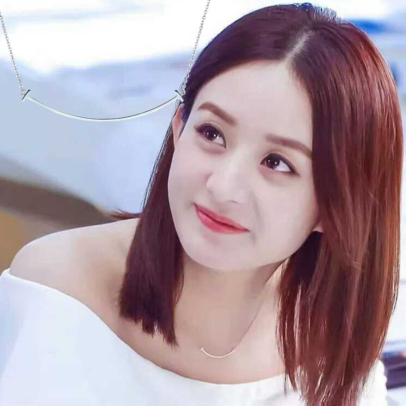 You and My Leaning Times Lin Shallow Same Money Chain Woman Pure Silver Zhao Liying Smiling Face Pendant Smile Lock Bone Chain Tide
