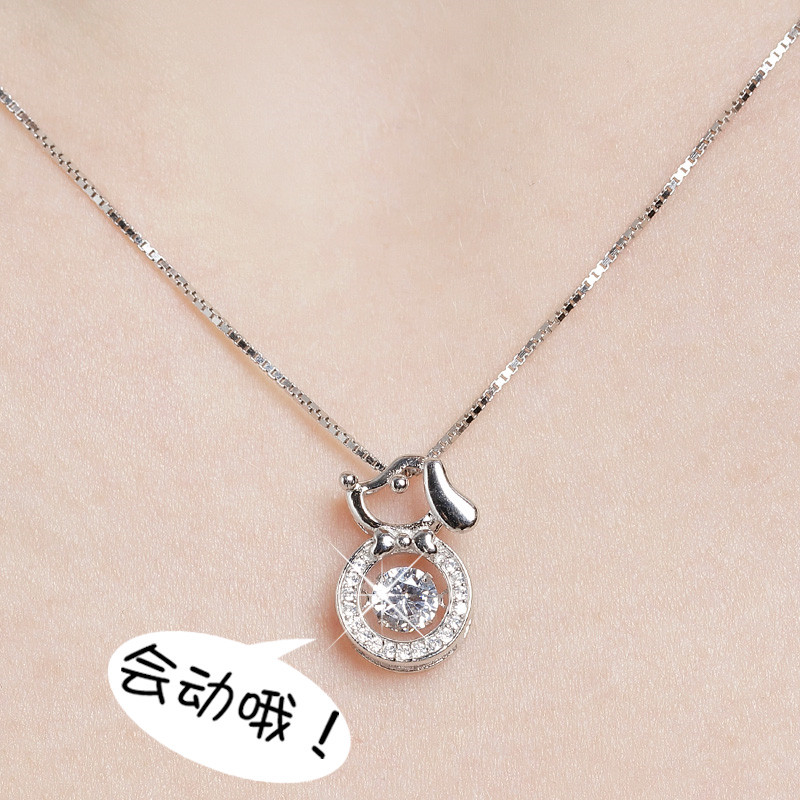 Puppy necklace female Xia pure silver duozodiac family dog 2021 mascot child child child necklace girl pendant