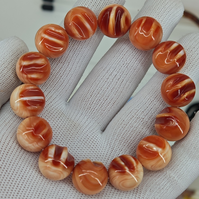 Natural Abalone Shell Beaded Bracelet New Ethnic Style Unisex Blood Shell Buddha Bead Bracelet Fortune Bead