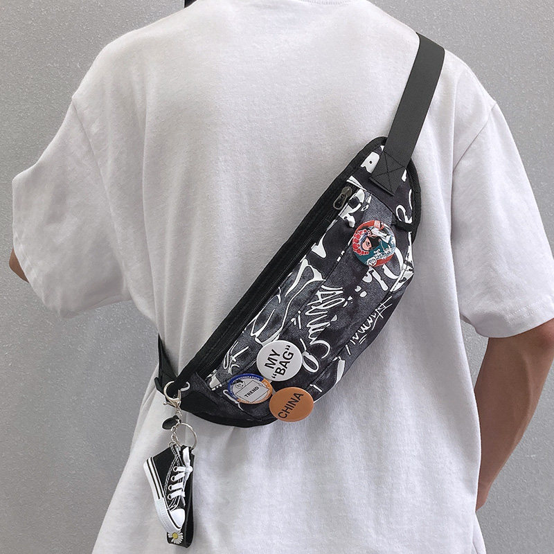 Korean tide brand sports cross-body bag men's chest bag shoulder bag personality camouflage canvas couple summer one-shoulder women's waist bag