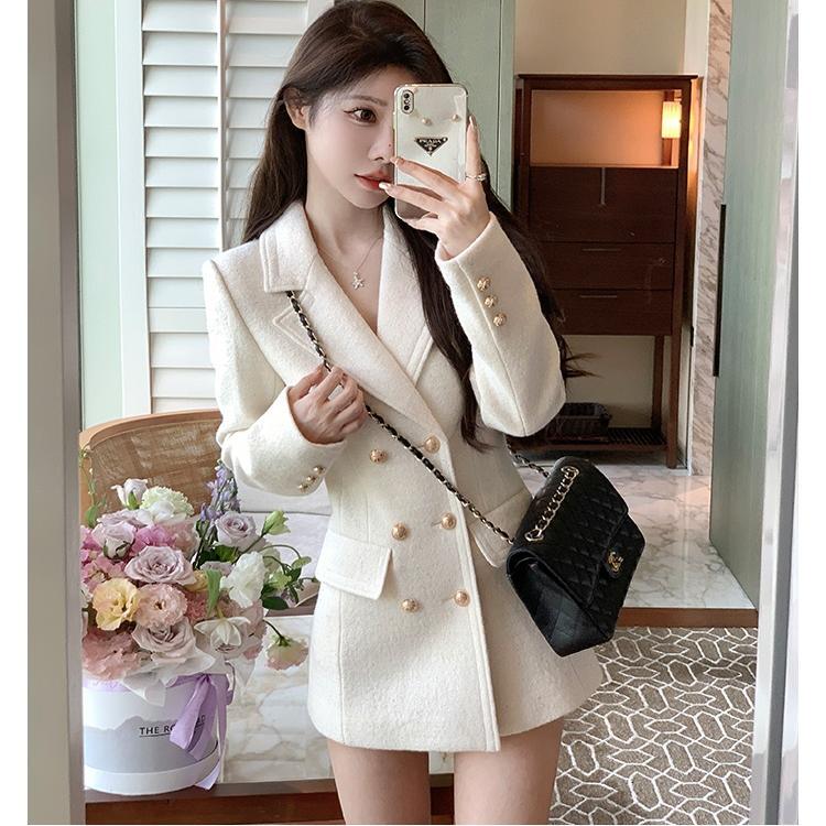 Mid-Length Woolen Blazer for Women 2026 Autumn and Winter Style, Waist-Cinching, Slimming, Sequined, Chanel-Style Woolen Coat Mid-Length Woolen Blazer for Women 2026 Autumn and Winter Style, Waist-Cinching, Slimming, Sequined, Chanel-Style Woolen Coat