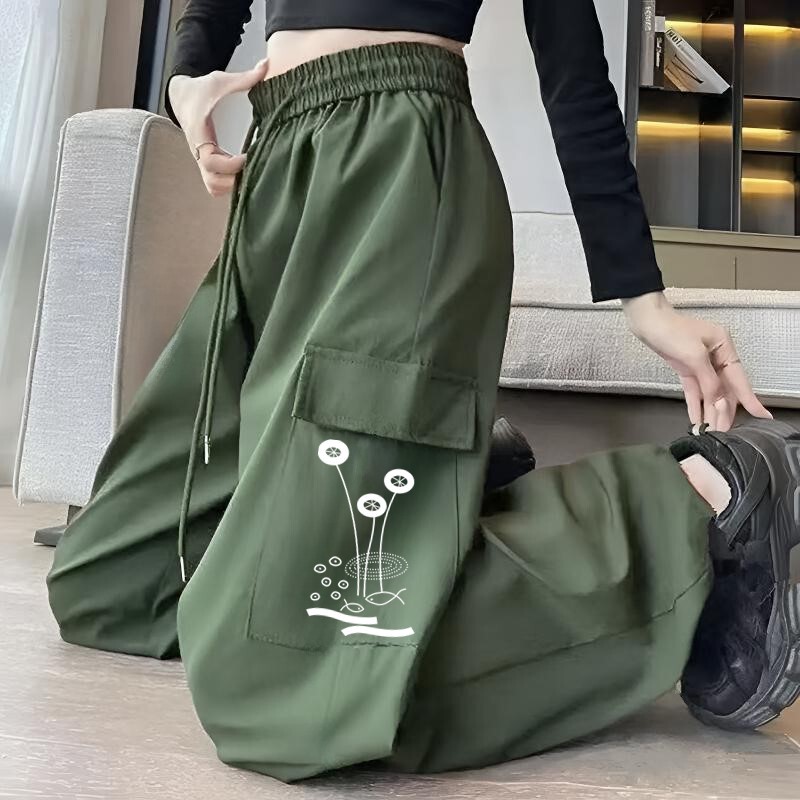 Women's Spring and Autumn New Cargo Pants Trendy High-Waisted Slimming Casual Pants Loose Versatile Straight-Leg Long Pants Women's Spring and Autumn New Cargo Pants Trendy High-Waisted Slimming Casual Pants Loose Versatile Straight-Leg Long Pants