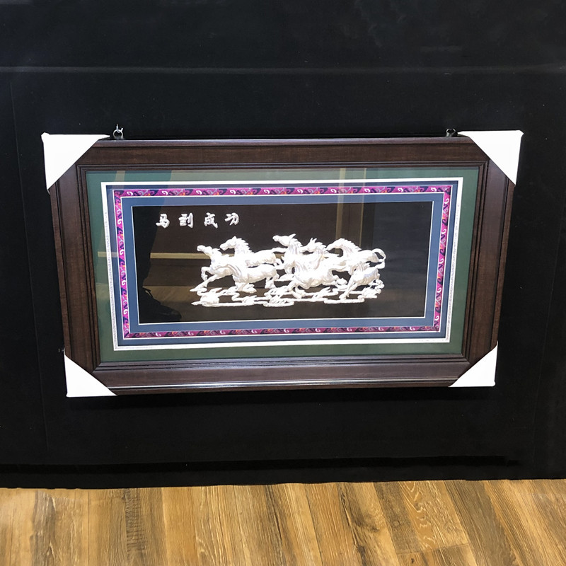 Living Room Decorative Painting, Dining Room Sofa Background Wall, Modern Chinese Style, Simple Pure Silver, "Mã Đáo Thành Công" (Instant Success), Miangxiang Dongzha Photo Frame