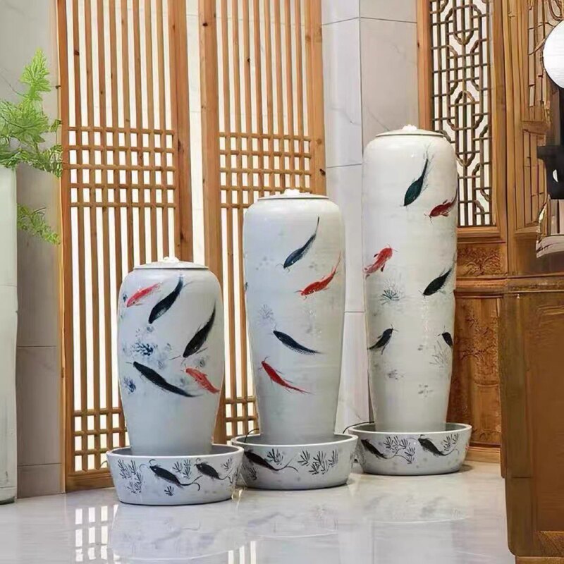 New Chinese-Style Living Room Water Fountain Next to the Tv Cabinet, Tea Room Shop Fortune-Attracting Decorative Water Feature, Floor-Standing Flowing Water Ornament New Chinese-Style Living Room Water Fountain Next to the Tv Cabinet, Tea Room Shop Fortune-Attracting Decorative Water Feature, Floor-Standing Flowing Water Ornament