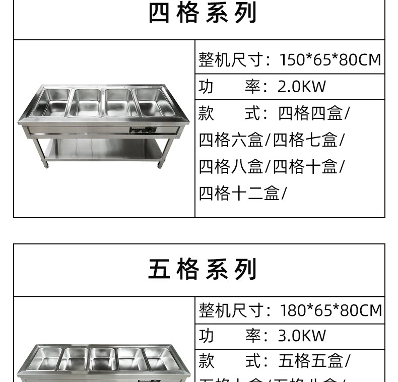 Коммерческая кухня приправа автомобиль 不锈钢商用电热保温售饭台4格6格8格10格售菜台快餐汤池分餐桌