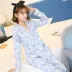 Đồ ngủ kimono Nhật Bản phụ nữ mùa xuân và mùa thu cotton dài tay hấp quần áo dễ thương cà vạt cổ chữ V dịch vụ nhà hai mảnh phù hợp đồ bộ Bộ Pajama