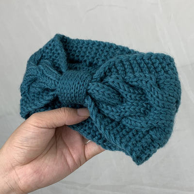 The popular Korean-style headwear, blue hair band, autumn and winter compression method, outdoor knitted wide woolen headband, running sports hair band for girls