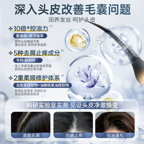 Мужской шампунь для кожи головы на основе аминокислот, удаление перхоти, против зуда, контроль жирного блеска, придает объем