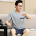 Mùa hè cotton mens đồ ngủ cha mỏng ngắn tay quần short mùa hè quần áo đầy đủ bông nhà giữa năm cộng với kích thước phù hợp. 