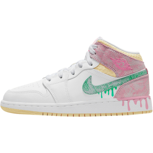 Air Jordan 1 Mid Low AJ1 白粉冰激凌 女子 篮球鞋 DD1666-100