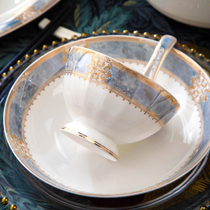 European style dish set household light luxury style bone china Jingdezhen housewarming bowl dish tableware rice bowl set wedding