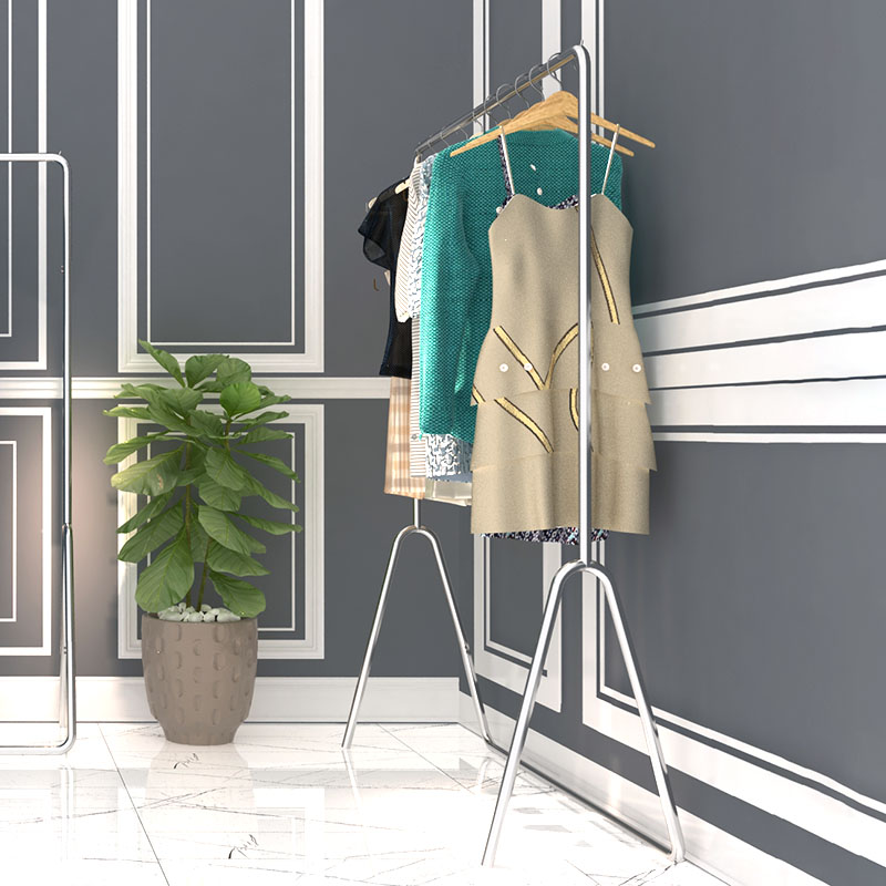 Men And Women Clothing Shop Online Red Stainless Steel Silver Landing Show Shelf Single Bar Herringbone Display Shelf Subside Hang